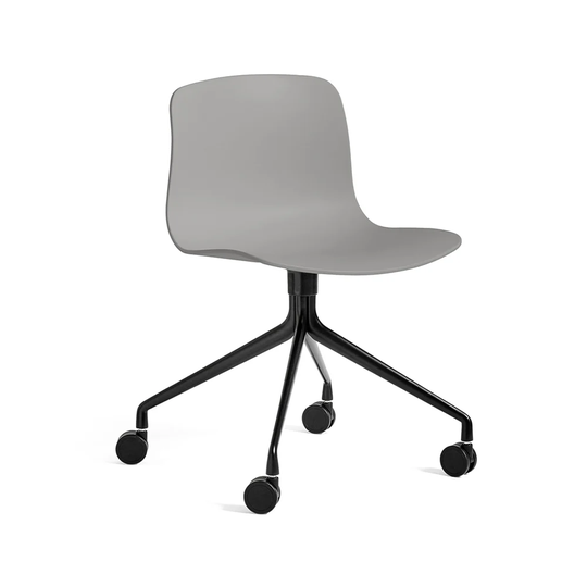 HAY About a Chair 14 kontorsstol concrete grey, svart stativ med hjul